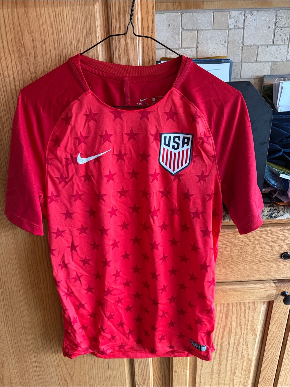Nike Red USA Soccer Jersey with Star Pattern
